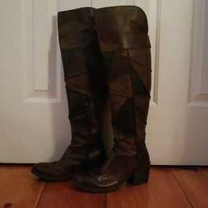 Over the knee, Black & brown patch Carlos Boots